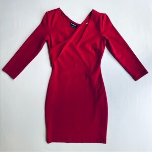bebe Red Long Sleeve Dress